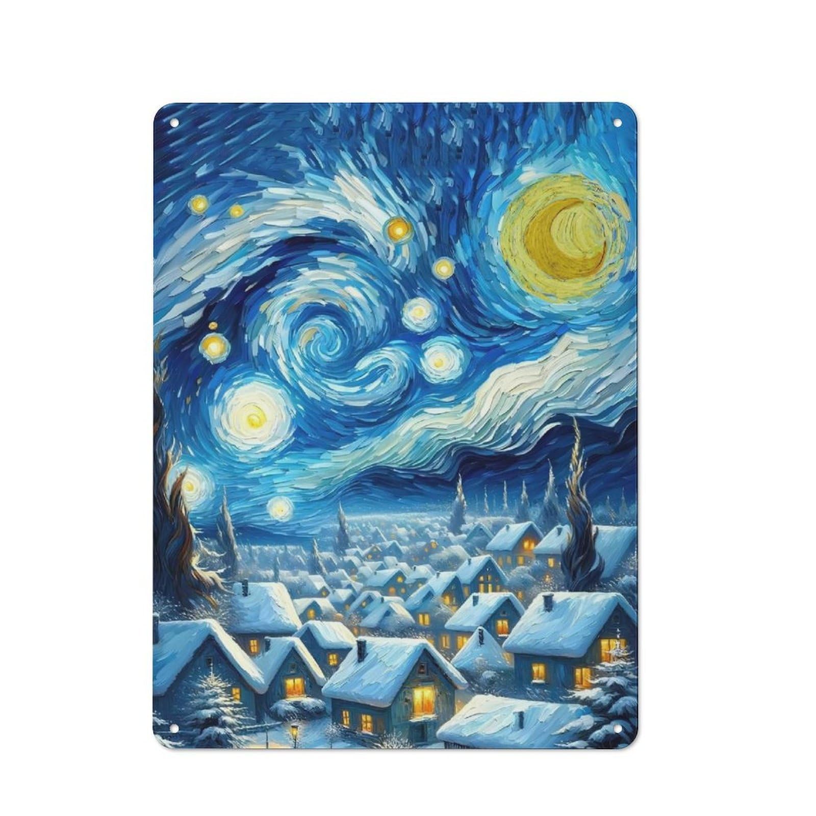 Junmoney Starry Night Winter Santa Retro Tin Sign 40X30cm For Pub Or Café, For Collectors Building A Themed Wall Display
