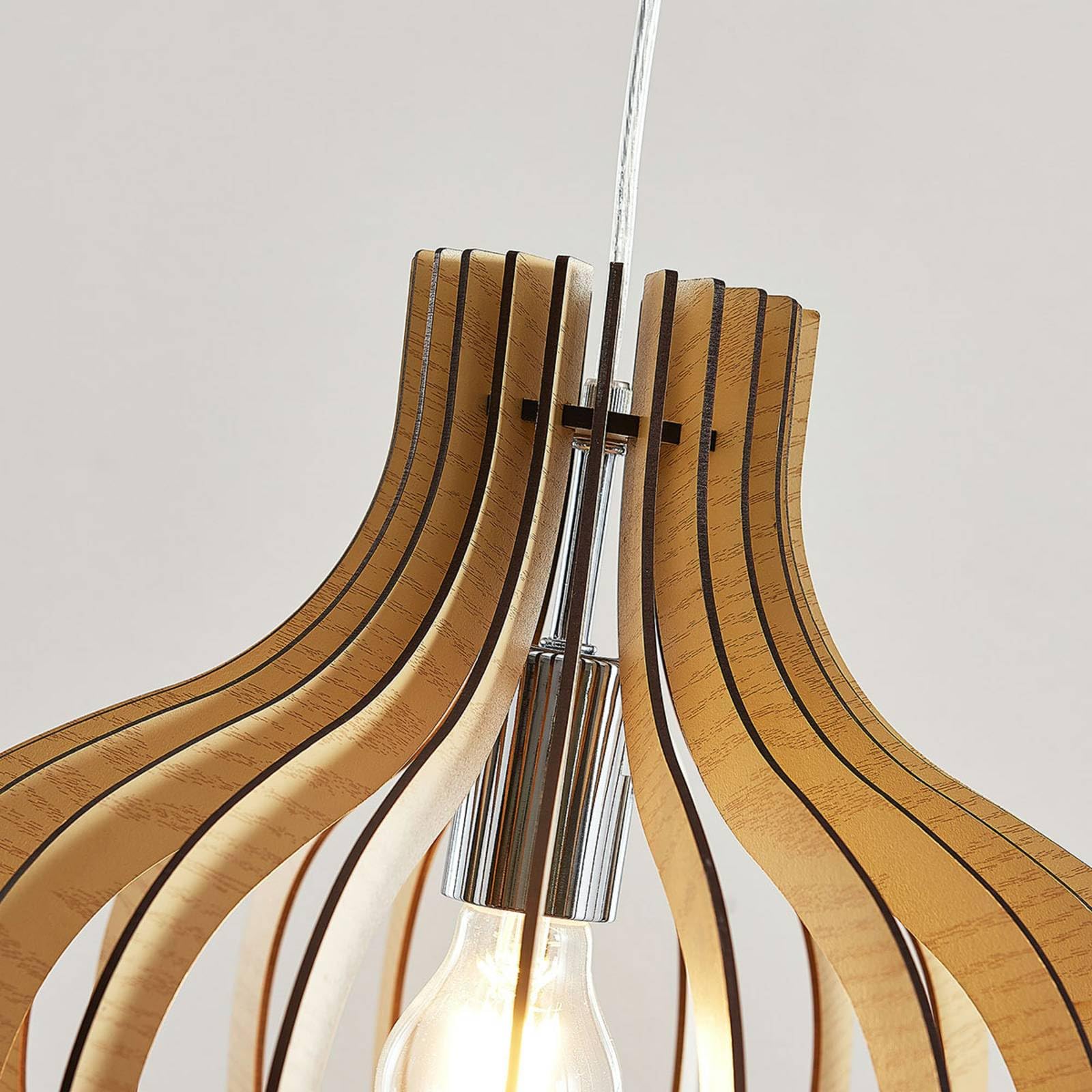 Lindby Lampada a sospensione dimmerabile (Scandinavo) colore Ocra, in Legno ad es. Soggiorno & Sala da pranzo lampada legno soffitto
