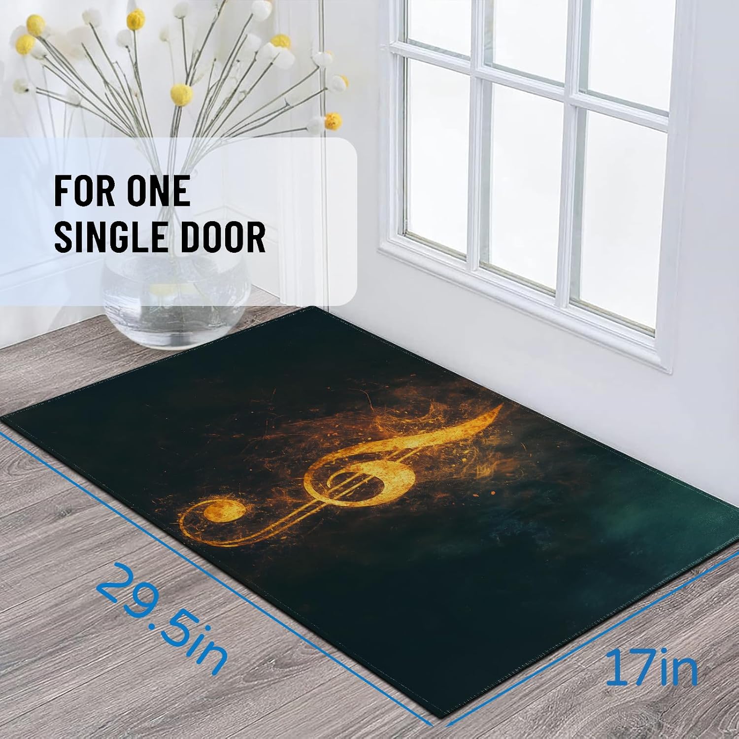 Music Note Indoor Door Mat 29.5x17in,Non Slip Backing Dark Musical Art Floor Mats,Non Woven Entryway Rug,Welcome Rugs Decor,for Entrance Inside Porch Bedroom Kitchen,Practical Doormats Gifts