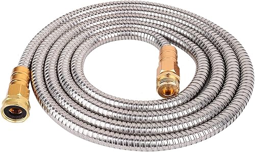 Miniatura 1 de VERAGREEN Manguera de jardín de metal de acero inoxidable 304, manguera de agua de acero inoxidable con accesorios de metal sólido y boquilla de