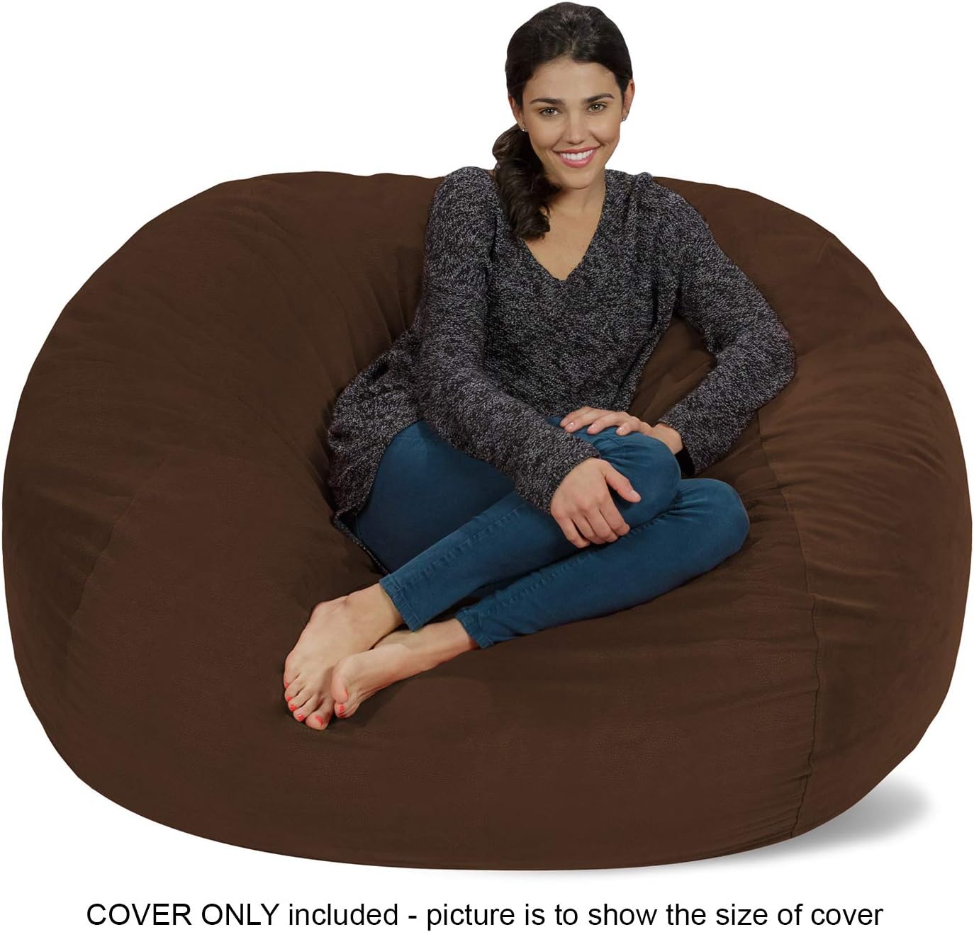 Chill Sack Bean Bag Chair Cover, 5-Feet, Pebble - Brown