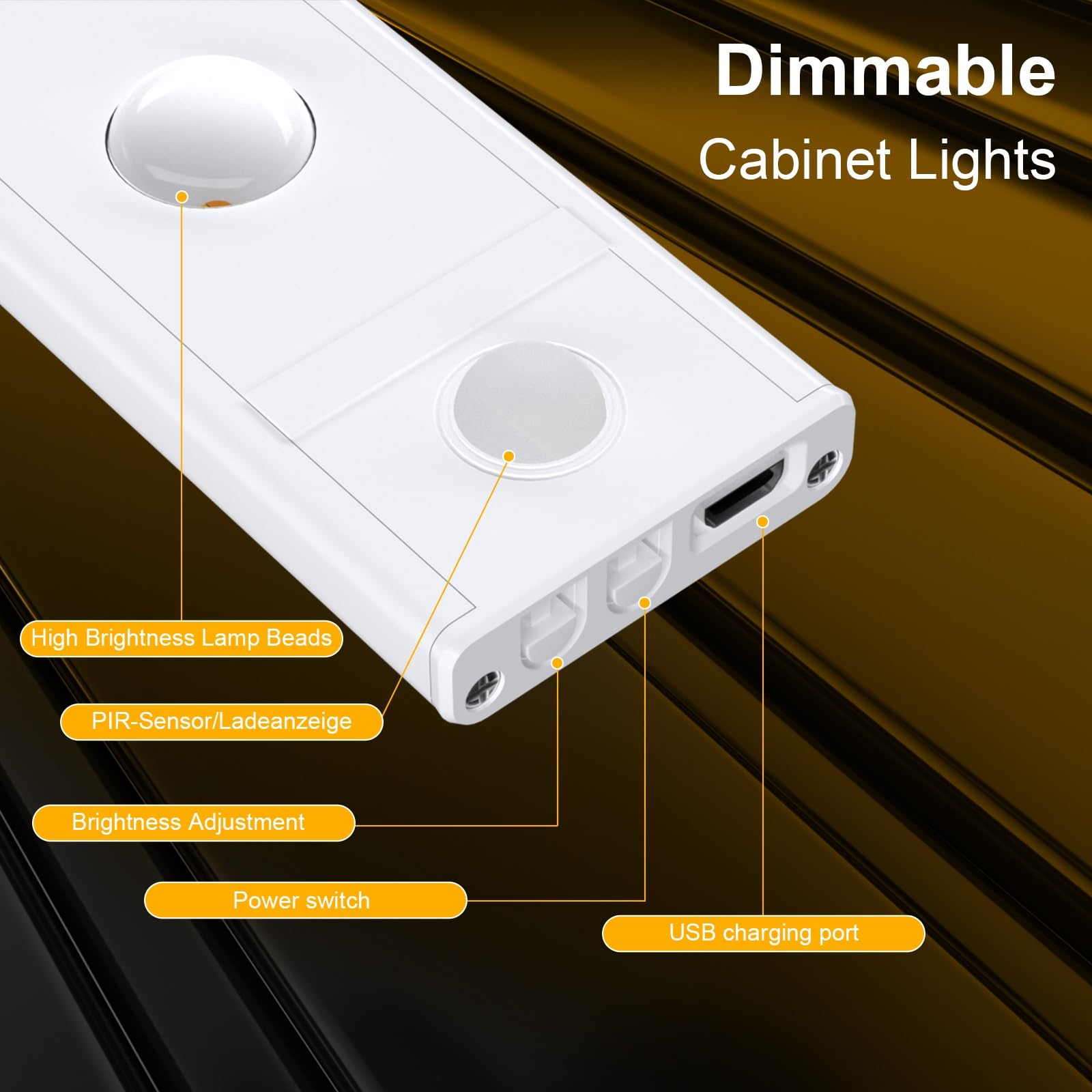 CREATESTAR Luce Armadio LED 20CM, 2PCS Luce Led Sottopensile Cucina, Lampada LED Ricaricabile con Sensore di Movimento, Dimmerabile per Cucina, Guardaroba, Scale, Corridoio, Testiere