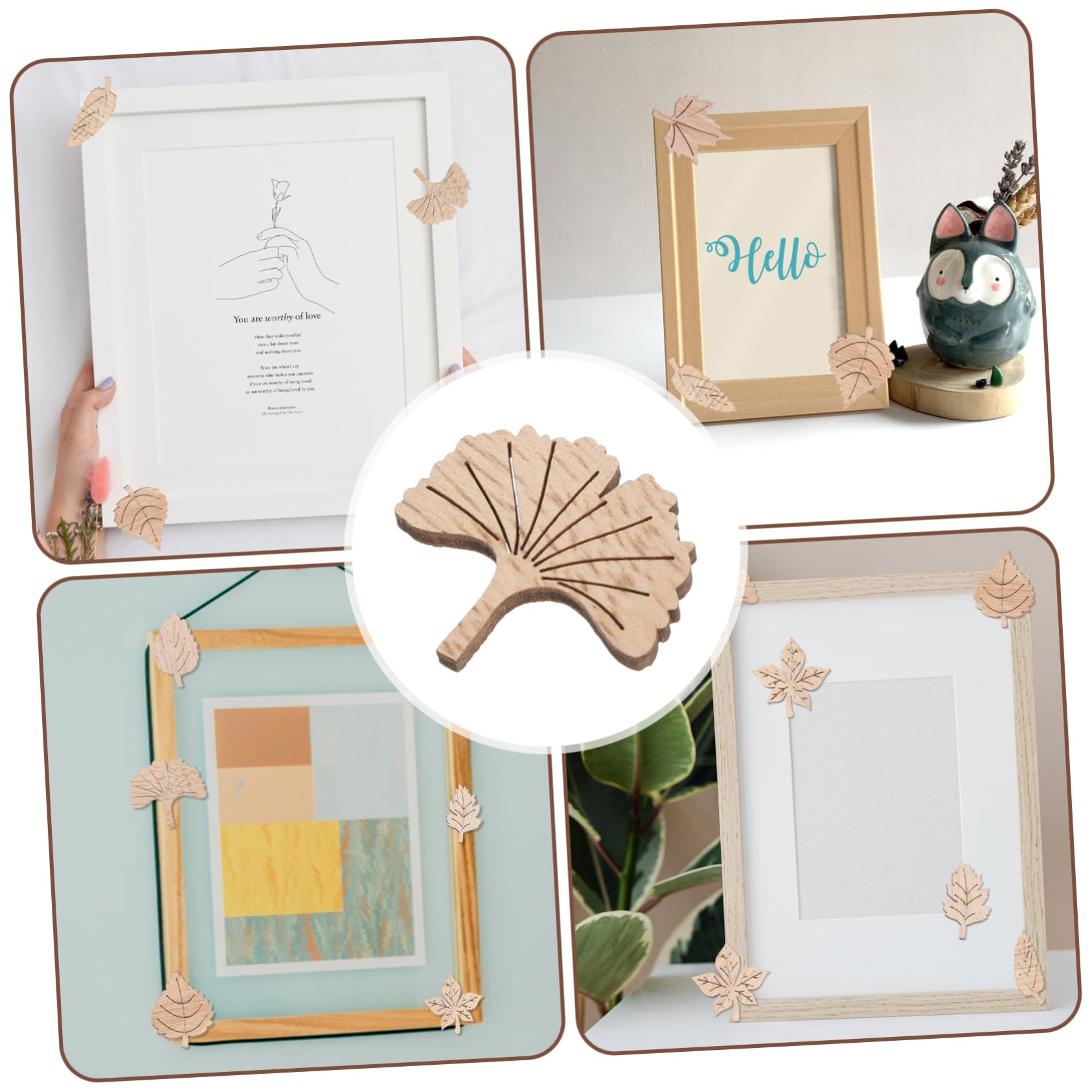 SHINEOFI 50 Pièces Copeaux Bois Motif Scrapbooking DIY Copeaux Bois Détail Scrapbooking Artistique