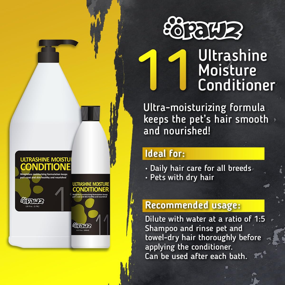 OPAWZ 11 Ultrashine Moisture Dog Conditioner, Dog Detangler Spray Conditioner for Dogs to Keeps Coat and Skin Healthy and Nourished, 16.9 fl.oz.