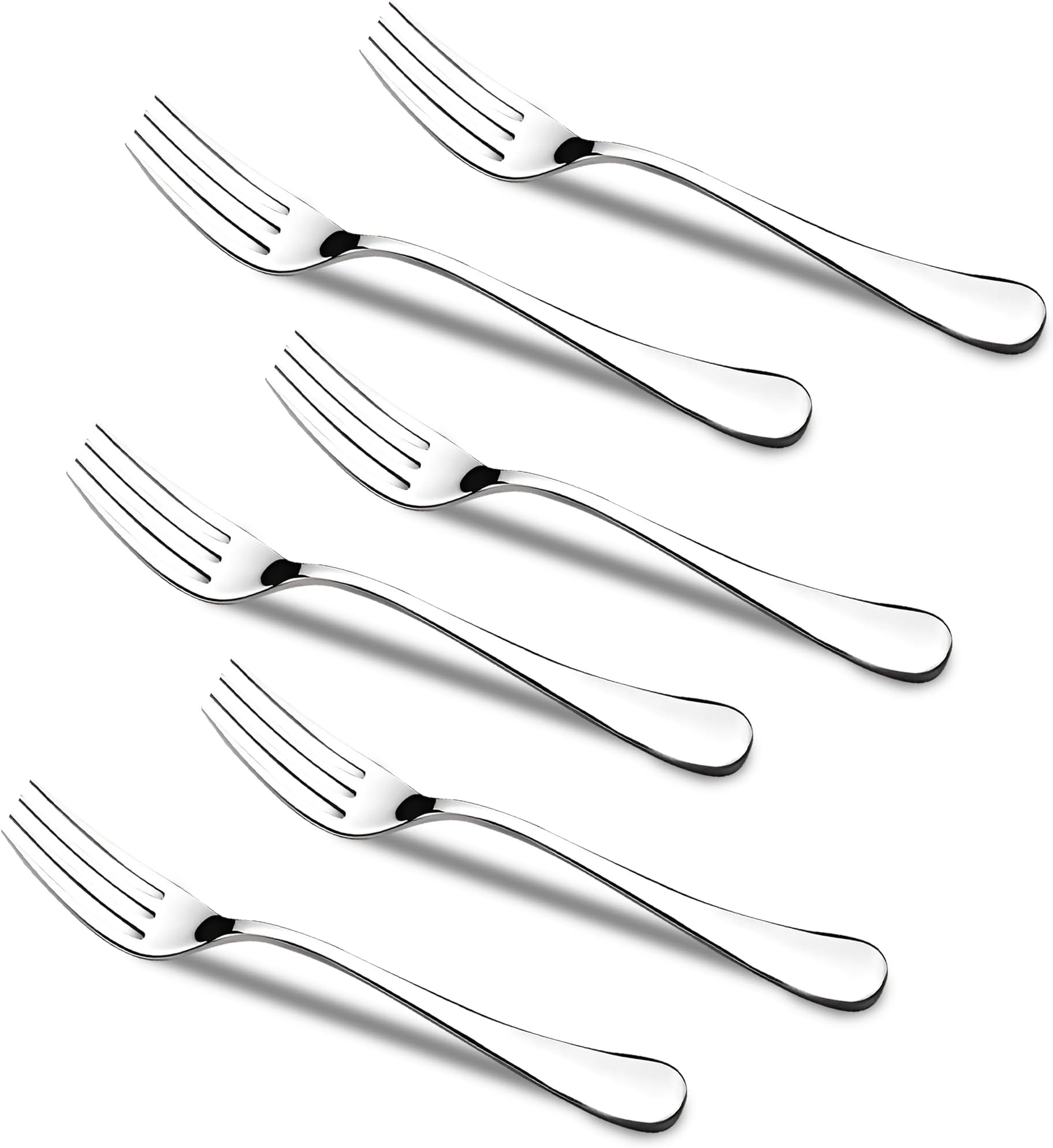 6 Pieces Stainless Steel Fork Set โ 18.5 cm Dining & Fruit Forks for Home and Kitchen, Shiny Mirror Finish, Rust Resistant, Sturdy Handle, Tableware for Daily Use