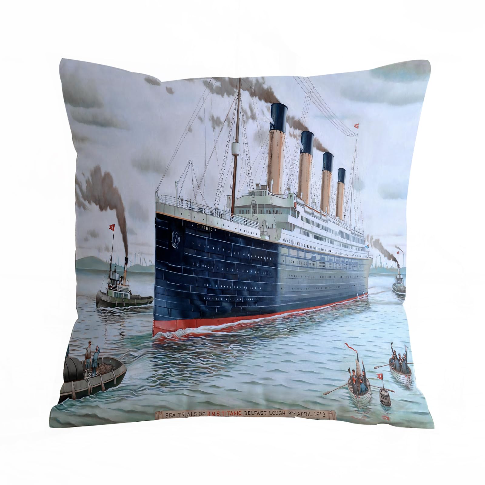 Errtu Titanic Computer Generated 3D Render. Watarc - A1 Throw Pillow Case Pillowcase Square Printed Cushion Cover For Living Room Sofa Couch Bed Car,Titanic Computer Generated 3D Render. Watarcolor Effect.,16X16 In