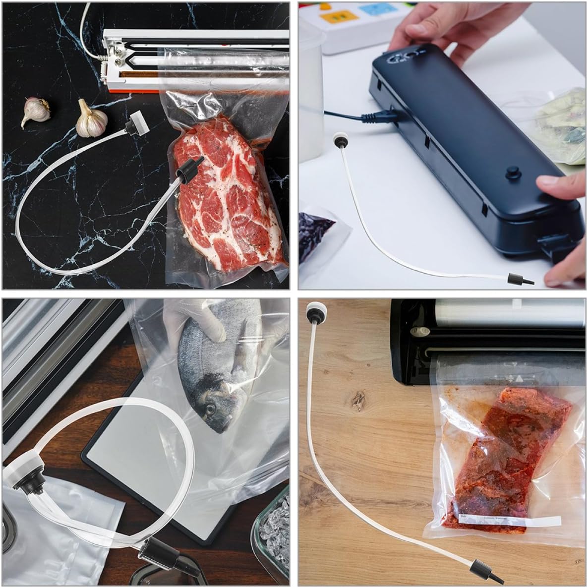 SOLUSTRE Vacuum Sealer Accessories 2-Pack Replacement Vacuum Sealer Tubes Flexible Hose Attachment for Kitchen Sealing Machines 19.29In Length for Long-Term Food Storage and Freshness