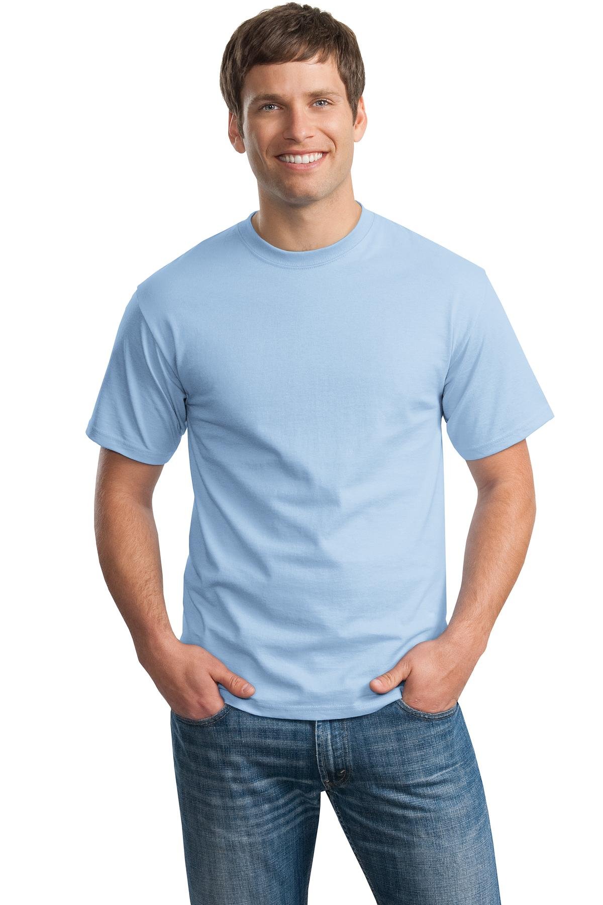 Hanes Men's Tagless 100% Cotton T-Shirt - Preshrunk, Light Blue, 4XL (Beefy-T Style)