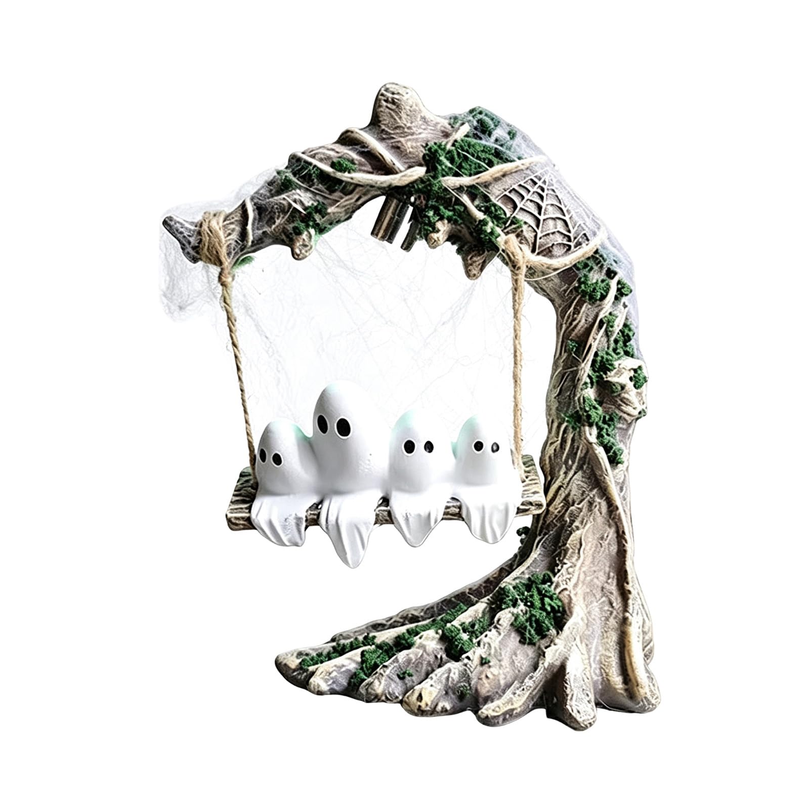 Glowing Ghost Swing Garden Ornament, Waterproof Resin Halloween Decor