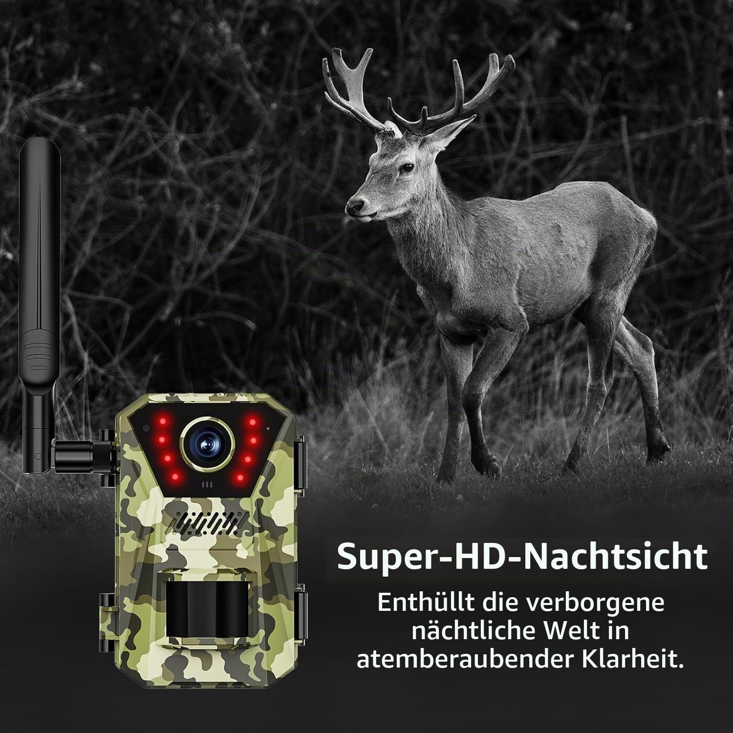 Naturepar F8 Wildkamera – 14MP 4G Wildkamera mit Nachtsicht und Bewegungserkennung 4K Wildtierkamera mit 60MP, WLAN, APP-Steuerung, Nachtsicht & IP66 wasserdicht
