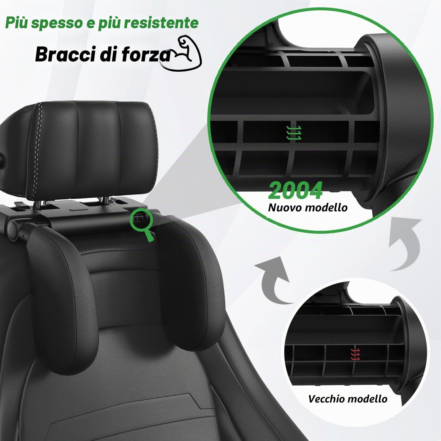 Poggiatesta auto per bambini, poggiatesta auto, in pelle traspirante, regolabile a 180 gradi, per auto, per bambini, adulti, ideale per dormire durante lunghi viaggi (nero)