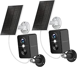 Septekon 2K Security Camera Outdoor Wireless,Flood Light WiFi Battery Camera with Solar Panel,PIR Human Detection with 3MP Color Night Vision, 2-Way Talk, IP66 Waterproof-Black，2Pack