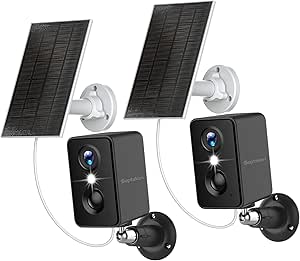 Septekon 2K Security Camera Outdoor Wireless,Flood Light WiFi Battery Camera with Solar Panel,PIR Human Detection with 3MP Color Night Vision, 2-Way Talk, IP66 Waterproof-Black,2Pack asin的图片