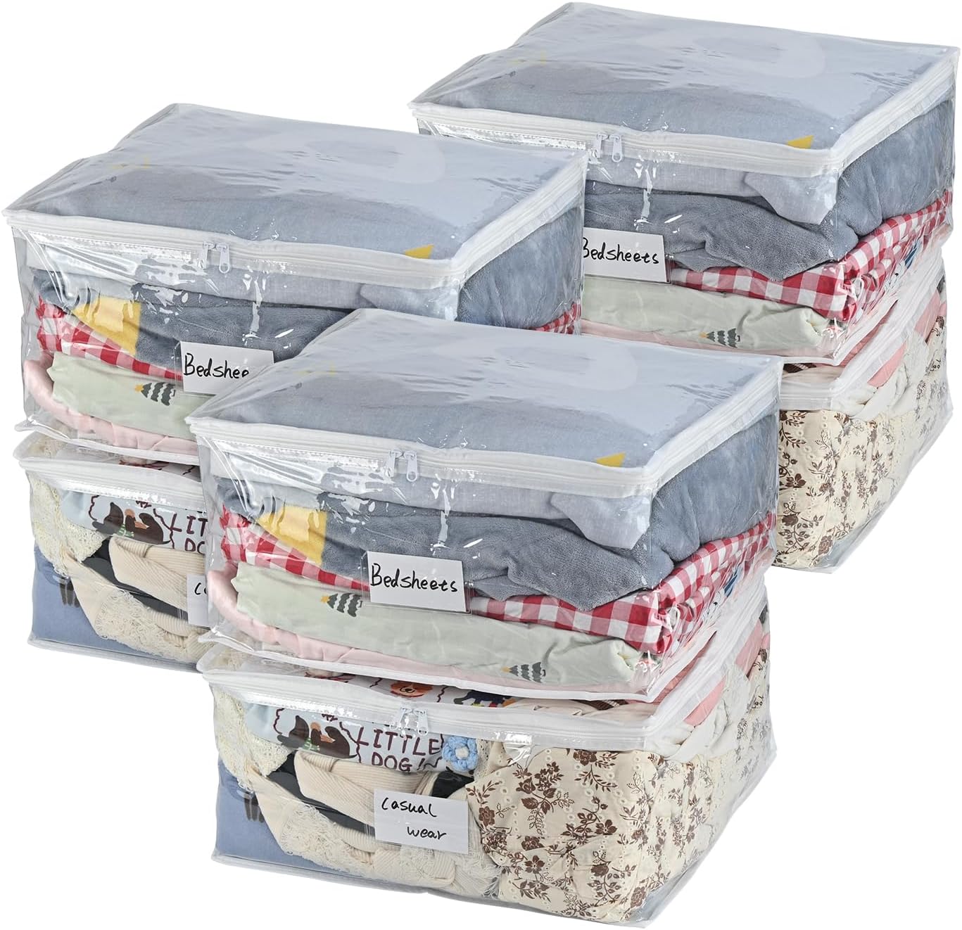 6 Pack Clear Clothes Storage Bags for Sweater, Blanket, Sheets Organization