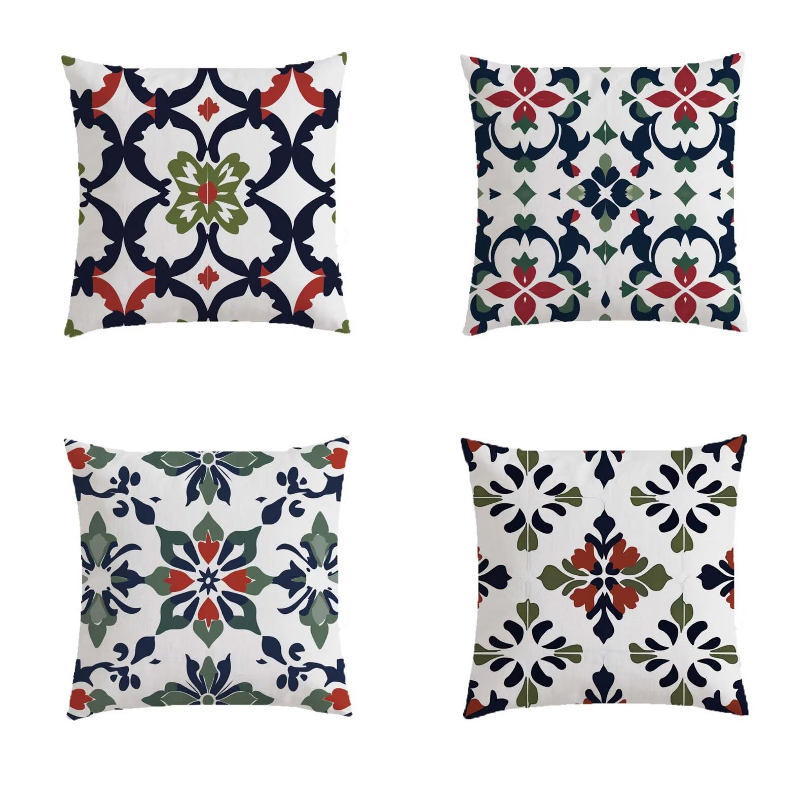 Housse coussin 60x60cm extérieur imperméable lot de 4 blanc bohème