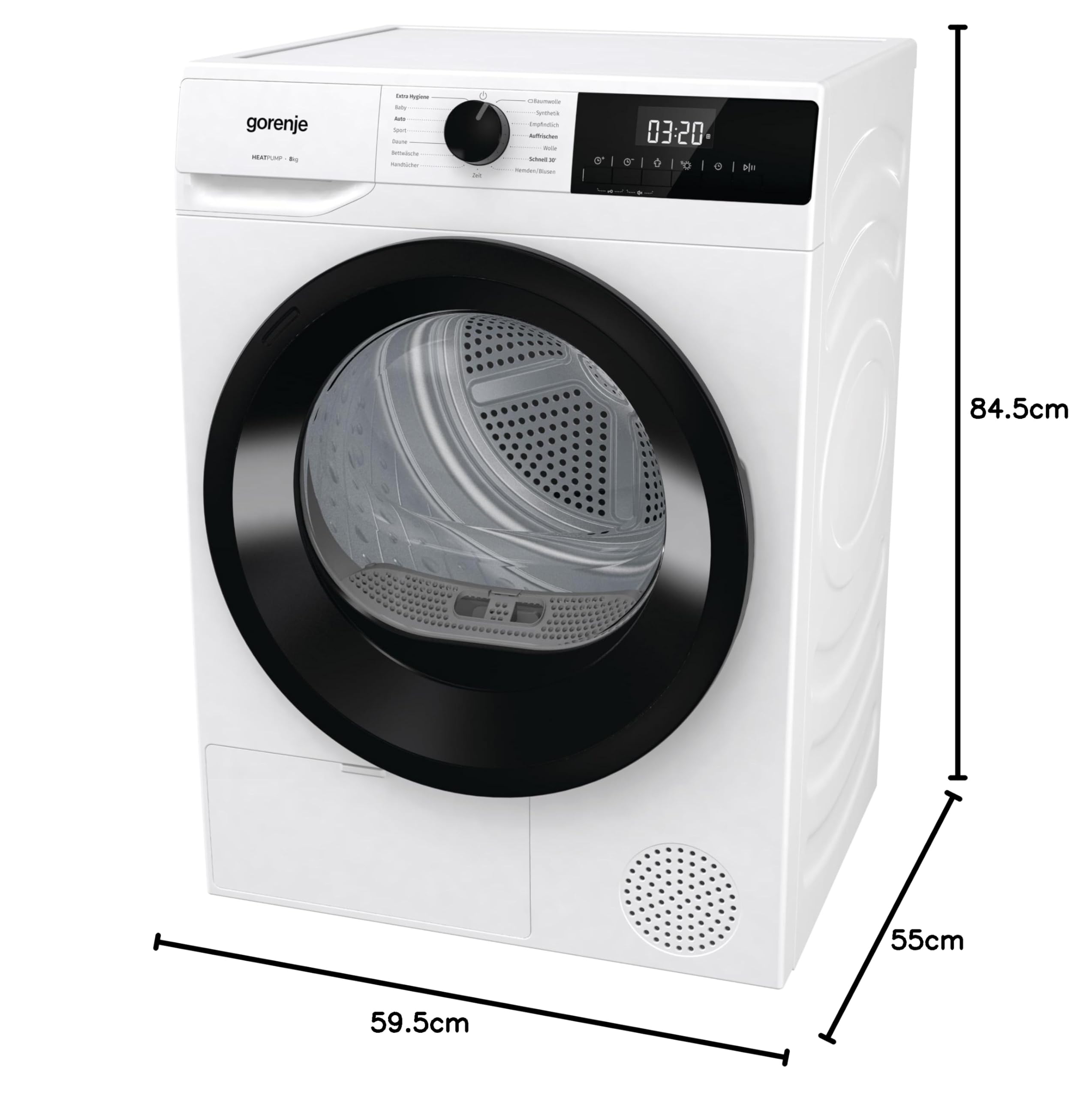 Gorenje DHNE83 Wärmepumpentrockner 8kg 15 Programme TwinAir Feuchtesensor LED Display EEK C