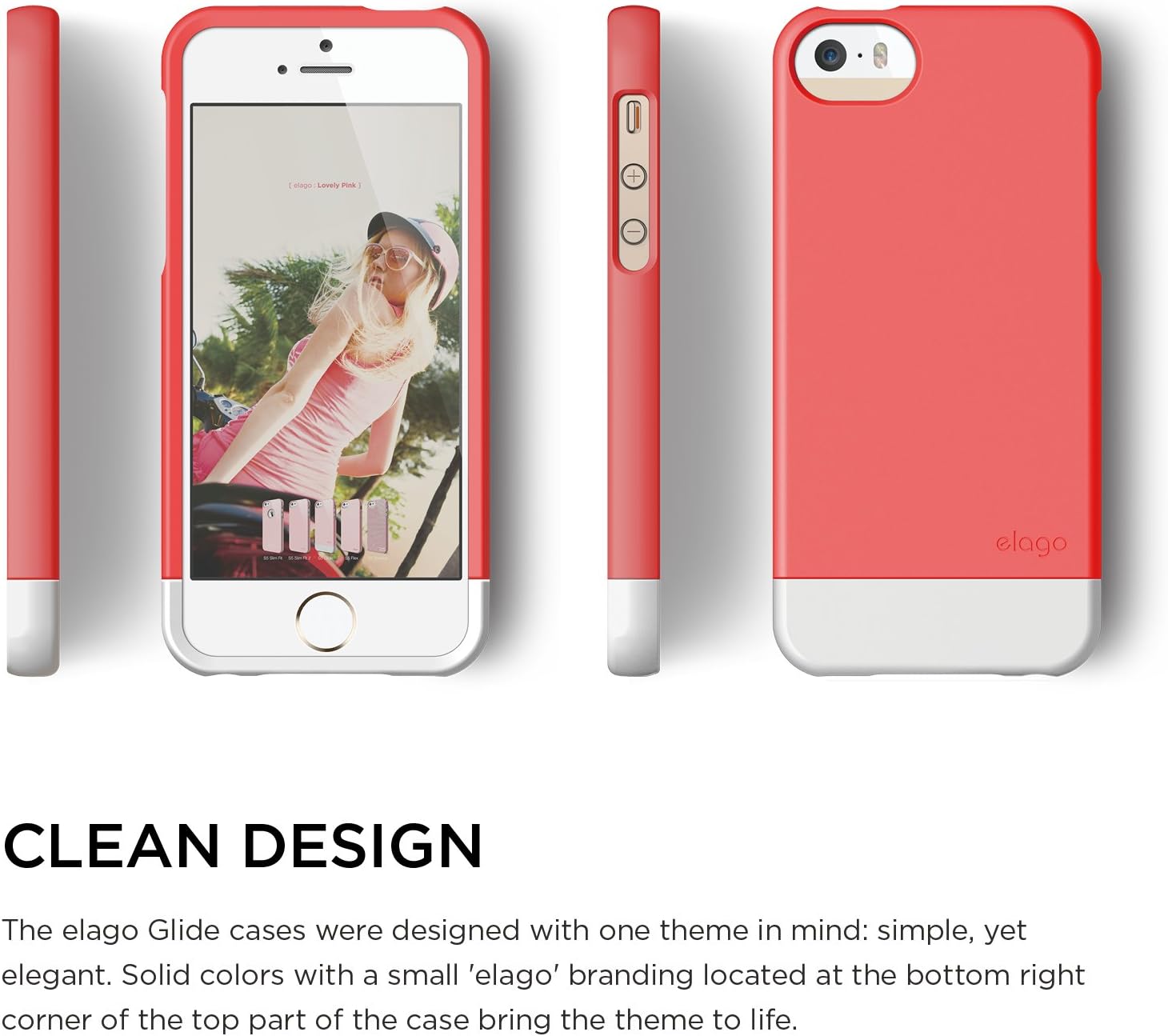 iPhone SE case, elago® [Glide-Limited][Italian Rose/White] - [Mix and Match][Premium Armor][True Fit] - for iPhone SE/5/5S