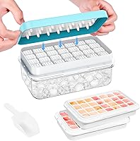 PHINOX Ice Cube Trays with Lid & Bin - 56 Easy-Release Freezer Cubes, 2 Trays, Storage Container, Scoop, BPA-Free