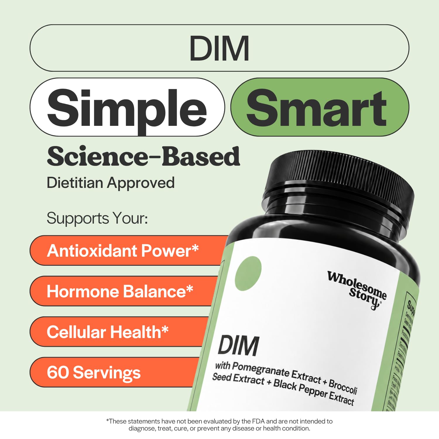 DIM Supplement Women | DIM SGS | Pomegranate, Broccoli and Black Pepper Blend | Estrogen & Hormone Balance for Women | Cell and Tissue Health | 60-Day Supply | Clean Label Project Certified — Amazon image 3