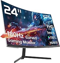 KTC Curved Gaming Monitor 1500R 24 Inch, FHD (1920x1080p) 1ms 180Hz 144Hz 120Hz Gaming Display, Adaptive Sync, VA Panel, HDR, HDMI 2.0/DP 1.4, VESA for PC, Laptop, PS5 and More