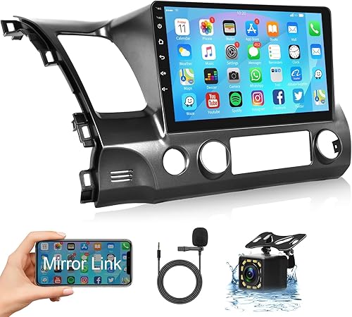 Miniatura 8 de 4+64G Android 12.0 Estéreo de coche para Honda Civic 2006-2011 con Carplay inalámbrico y Android Auto 10.1 "Pantalla táctil WiFi4G Bluetooth 5.0