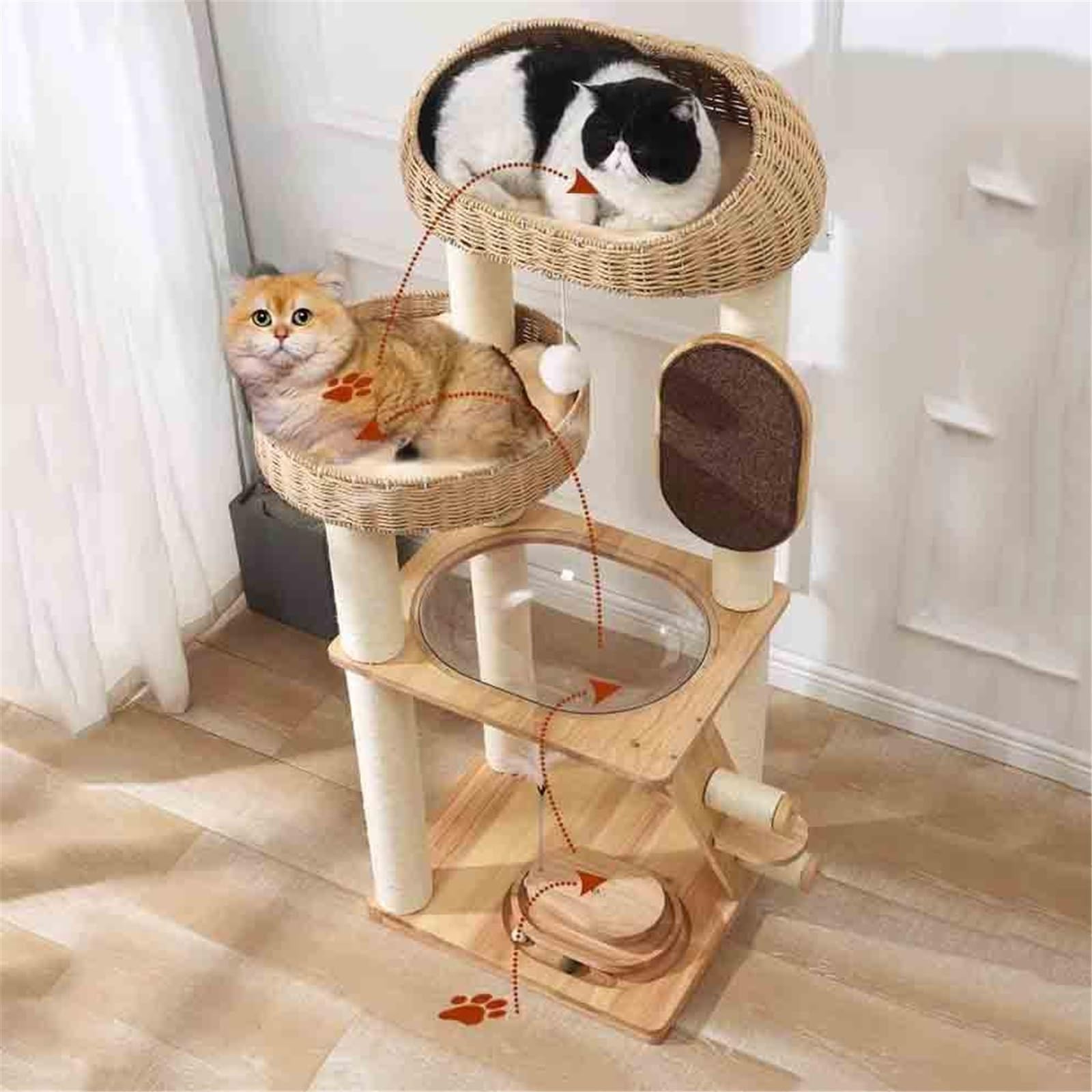 Torre per gatti Tiragraffi con tiragraffi completamente avvolto in corda di sisal Da interno