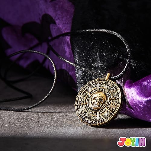 Miniatura 3 de Spooktacular Creations Collar de moneda pirata de Halloween, collar de calavera pirata, accesorios para hombres, mujeres, niños, cosplay de