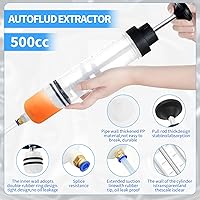 Vista 3 de Bomba extractora de líquidos automotriz de 500CC, jeringa manual para cambio de aceite con manguera de goma de 50cm, extractor manual de vacío por