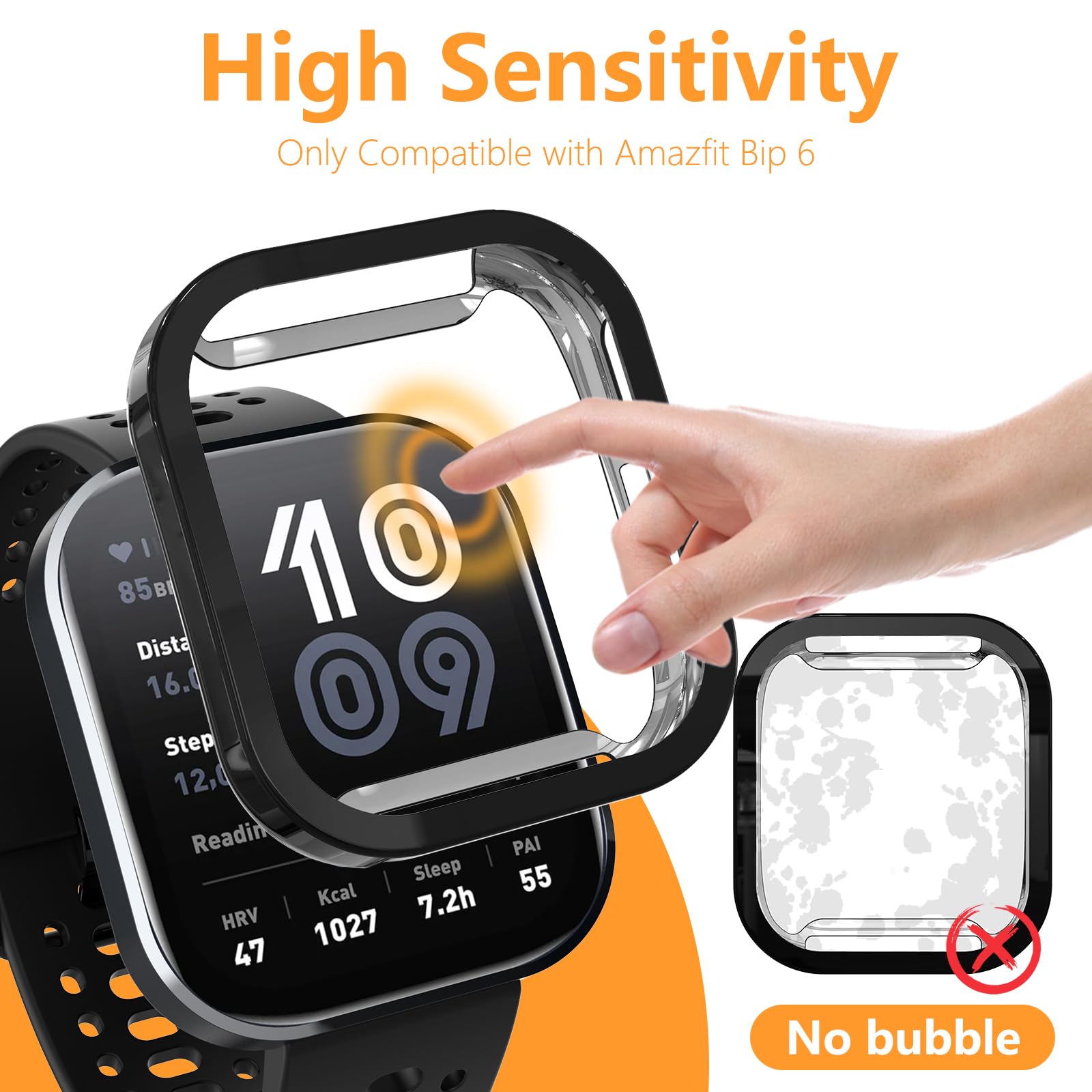Hianjoo 5 Sztuk Etui z Folią Ochronną Kompatybilną z Amazfit Bip 6, Wszechstronne Etui z Silikonową Osłoną Ekranu