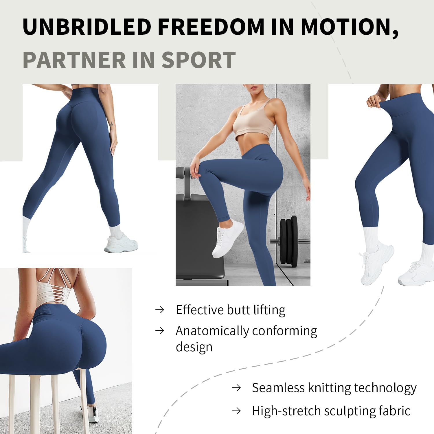 Butt Lifting Gym Workout Leggings for Women Tummy Control High Waisted Scrunch Butt Seamless Impact Sports Yoga Pants - Image 2