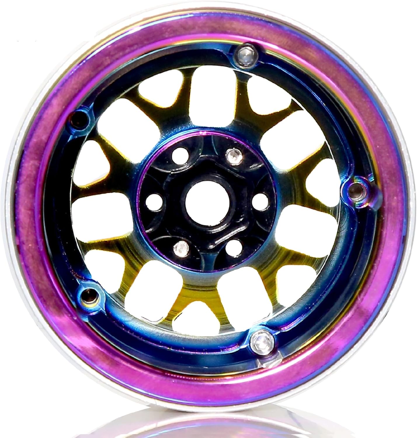 2.2" Rainbow RC Rim 4pcs Aluminum 62mm Beadlock Wheels Rims 12mm Hex Fit for 1/10 Scale RC Crawler Axial Wraith RR10 SCX10 90046 TRX4 TRX6