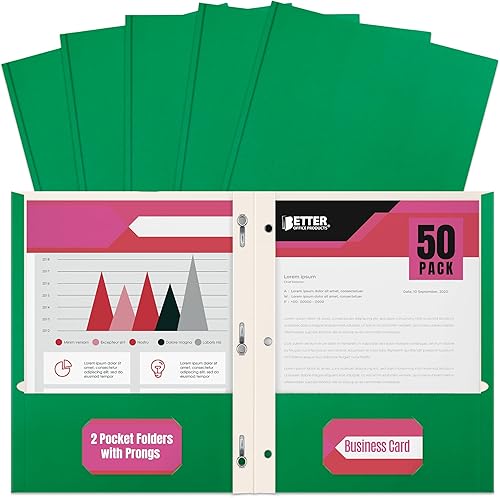 Miniatura 11 de Better Office Products Blue Paper - Carpetas de papel de 2 bolsillos con puntas, paquete de 50, textura mate, carpetas de papel tamaño carta,