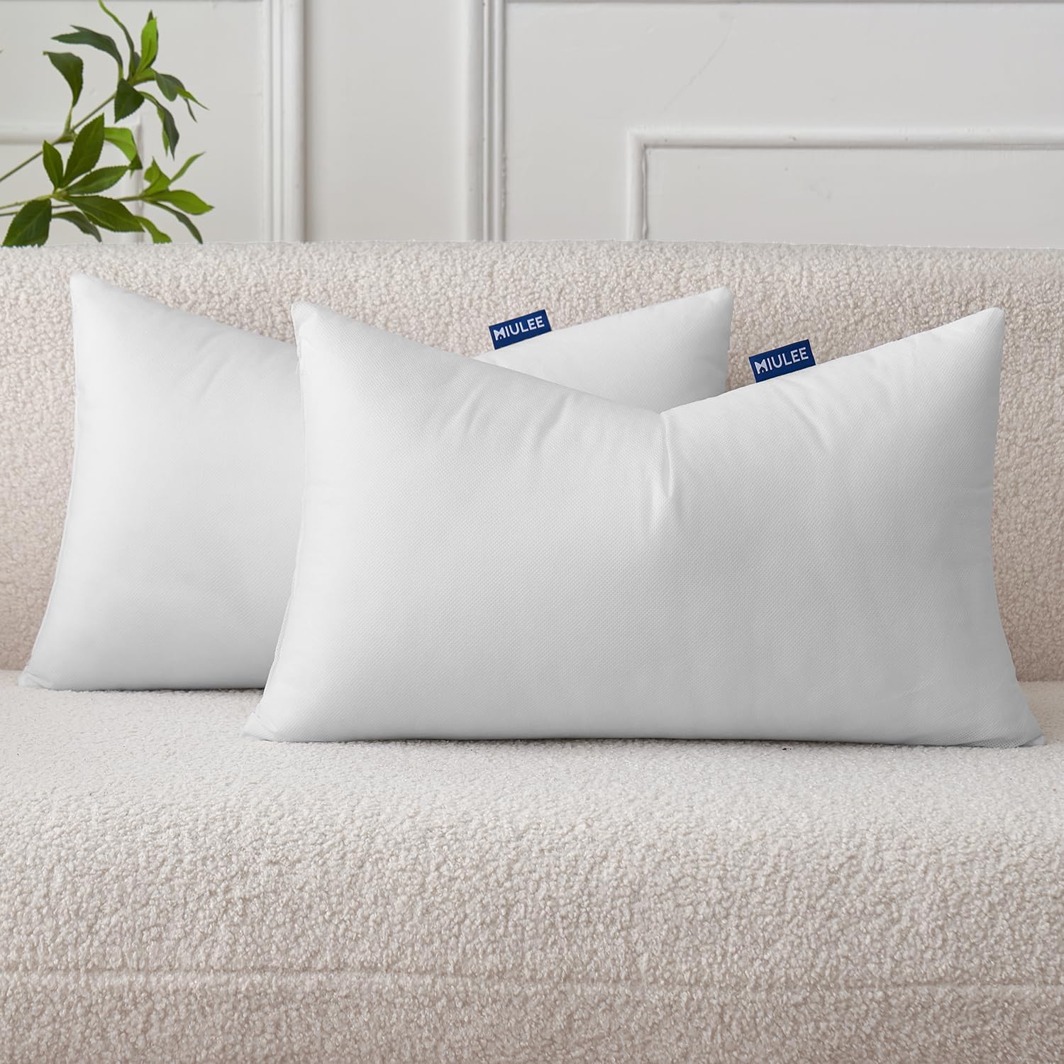 MIULEE Set of 2 Throw Pillow Inserts 12x20 Inches, Nowoven Decorative Pillow Inserts for Living Room