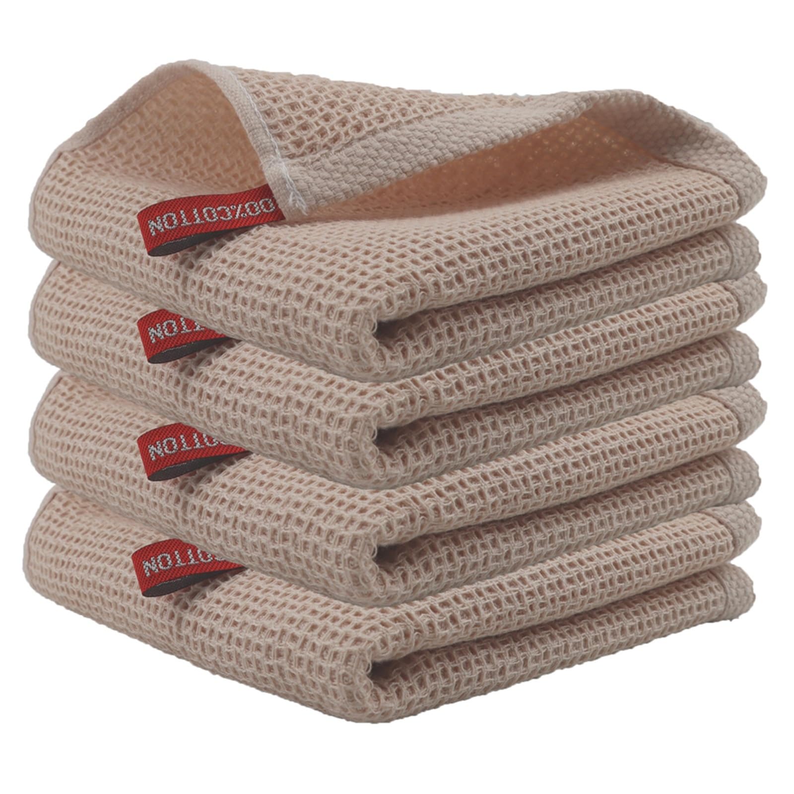 GMEqfhpOPS 4Pcs Cotton Kitchen Towel Ultra Soft Magic Cleaning Cloth Absorbent Cleaning Rags Thickened Wipe Cloths Dishcloth Towels Bath(Beige)