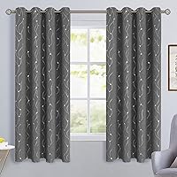 Vista 259 de BGment Room Darkening Curtains 95 Inches Long, Grommet Thermal Insulated Blackout Curtains with Wave Line and Dots Printed for Bedroom, 2 Panels