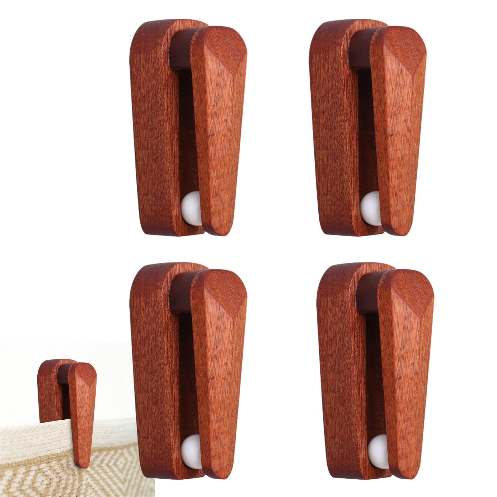 Hisbo Large Dark Brown 4 Pack Quilt Hangers For Wall For Display, Blanket Hanger Clamps, Wooden Wall Clips For Hanging, Tapestry Hangers, Hang Up And Display Quilts, Tapestries, Rugs, Fiber Art, And More(Brown, Extra Large)