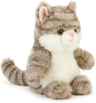 PEACH CAT Cat Stuffed Animal Cute Kitten Plushies Small Plush Toys Gifts for Kids Grey Squeaky