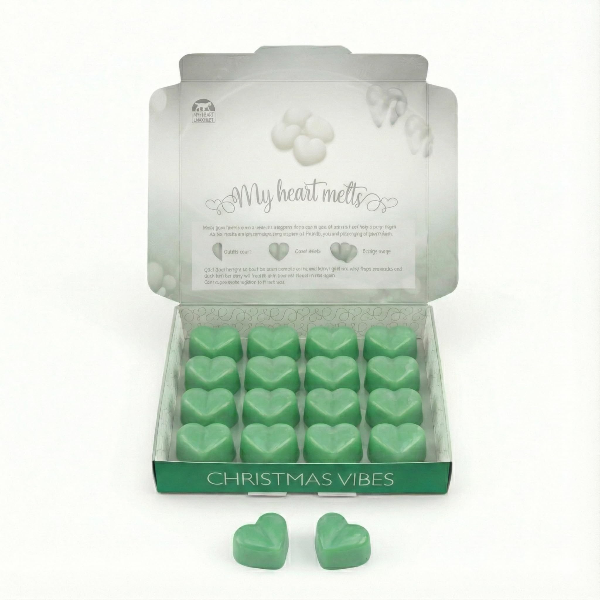 Spicy Vibes Wax Melts - 96 Hours Burn Time - 16 x 6g Heart-Shaped Christmas Vibes Scented Wax Melts in an ElegantPresentation Gift Box - Spotless Leopard