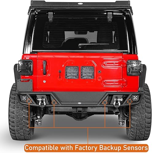 Miniatura 2 de Hooke Road JL Parachoques trasero tubular para Jeep Wrangler JL 2018-2025 y Unlimited 24 puertas, parachoques Rock Crawler con anillos en D y