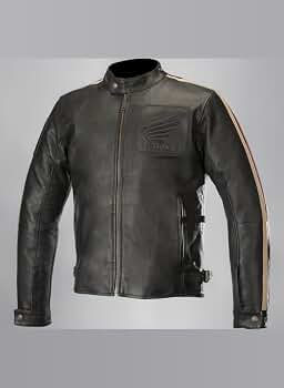 Alpinestars Honda Charlie Motorcycle Leather Jacket (Black/Beige