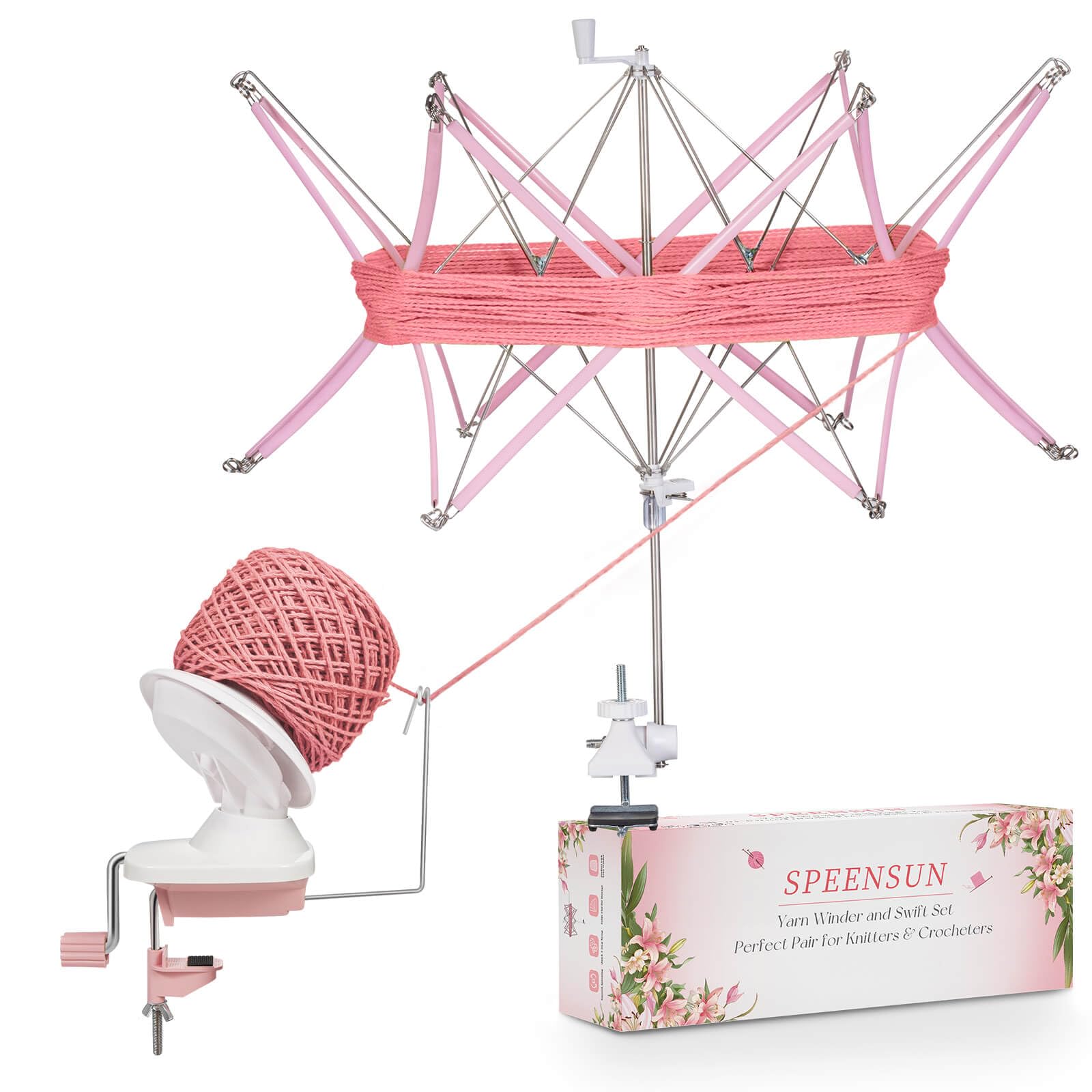 Photo 1 of SPEENSUN Yarn Winder and Swift Combo, Efficient 3.5 OZ Yarn Cake Maker, Adjustable Angle/Height Yarn Swift Turn Loose Yarn into Tidy Skeins, Easy-to-Install Yarn Spinner for Yarns Below Size 5
