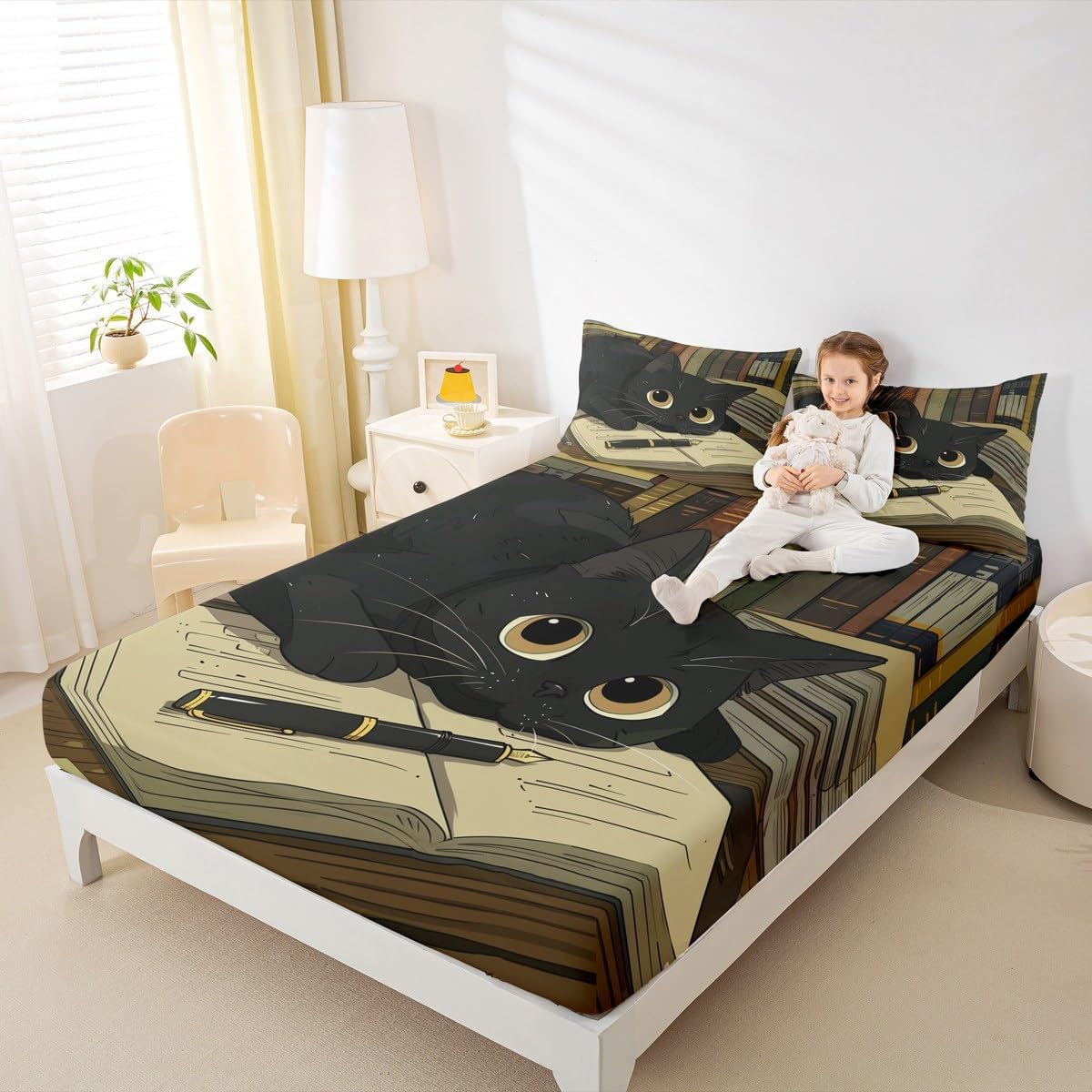 Erosebridal Cartoon Anime Bed Sheets Full Summer Hawaii Beach Fitted Sheet Ocean Coastal Nautical Bedding Set for Kids Boys Girls,Seaside Holiday Japanese Anime Bed Cover 3 Pcs