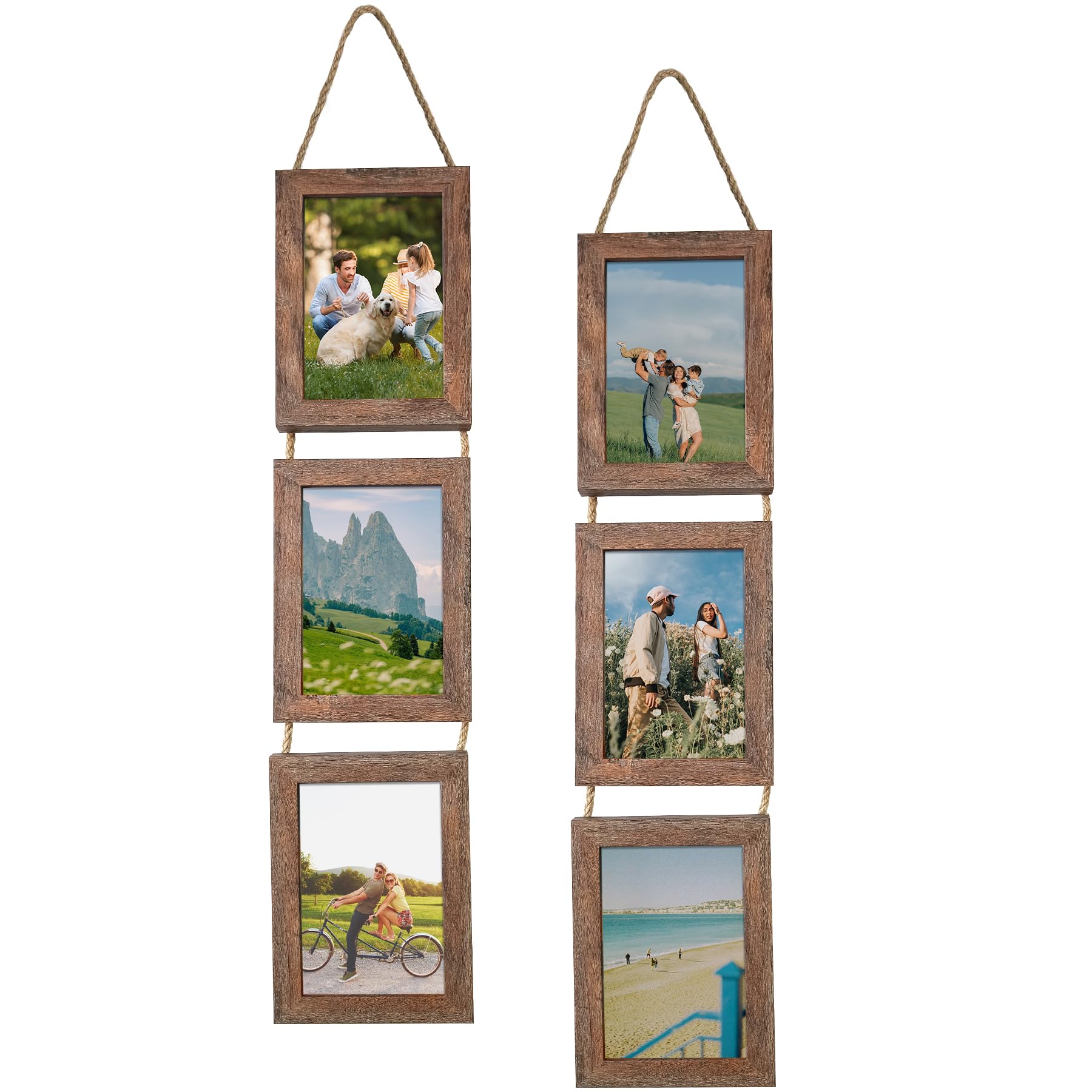 SESEAT 4x6 Picture Frames Collage Set of 2, Rustic Brown