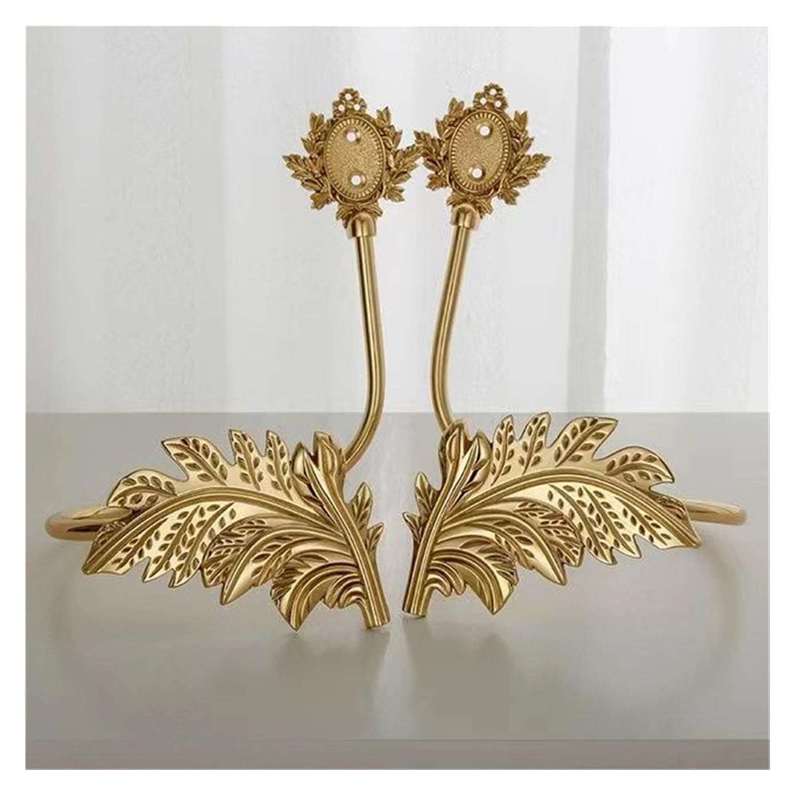 Brass Curtain Tieback Hook Full Copper Wall Curtain Hook Orchid Bow Shape Buckles Holdbacks Mounted Decoration Hanger(L PAIR)