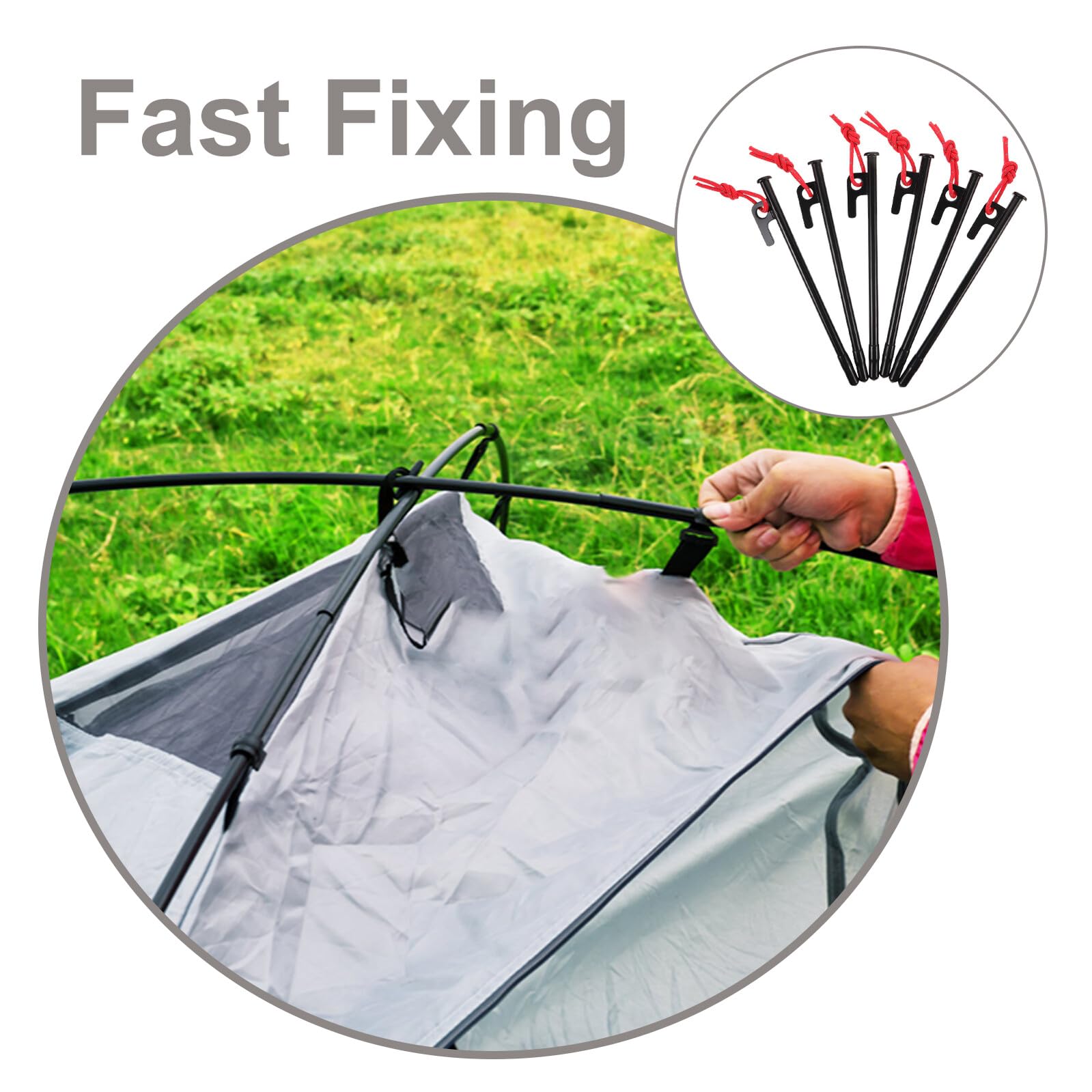Lot De 6 Piquets De Rechange pour Tentes De Camping Piquets Noirs pour Tente D'Extérieur Robustes