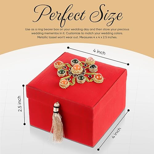 Miniatura 3 de Caja de recuerdo bordada hecha a mano con piedras preciosas para almacenamiento de joyas, coleccionables, baratijas, recuerdos, pequeña caja de