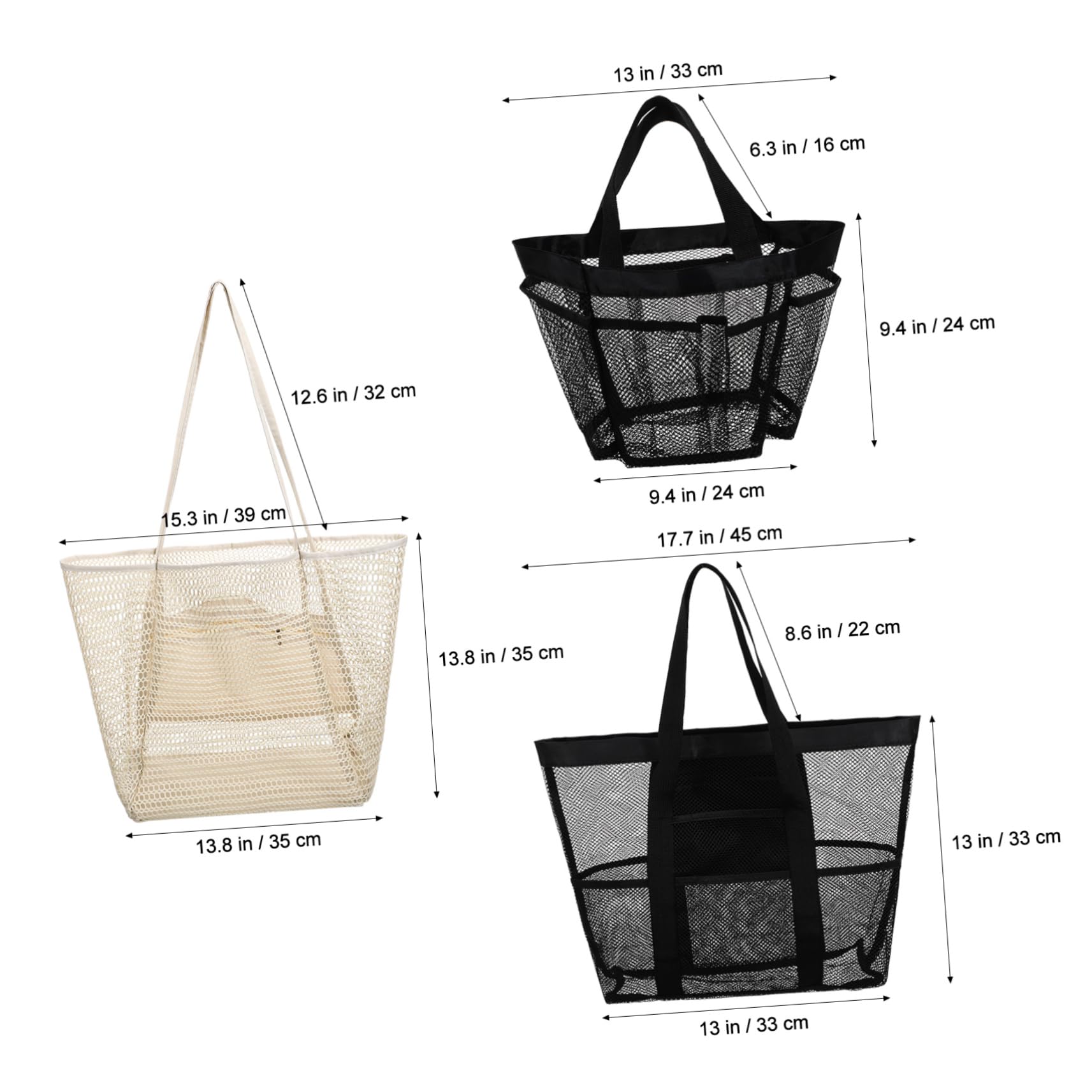 GALPADA Borsa da Spiaggia in Rete 3pezzi in Nailon, Capiente e Portatile | Festa Estiva, Accessori per Vacanze al Mare e Outdoor, Tracolla Comoda e Uso Leggero