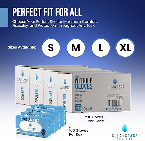 Miniatura 4 de CLEAN SPACE PROJECT Black Nitrile Gloves Disposable