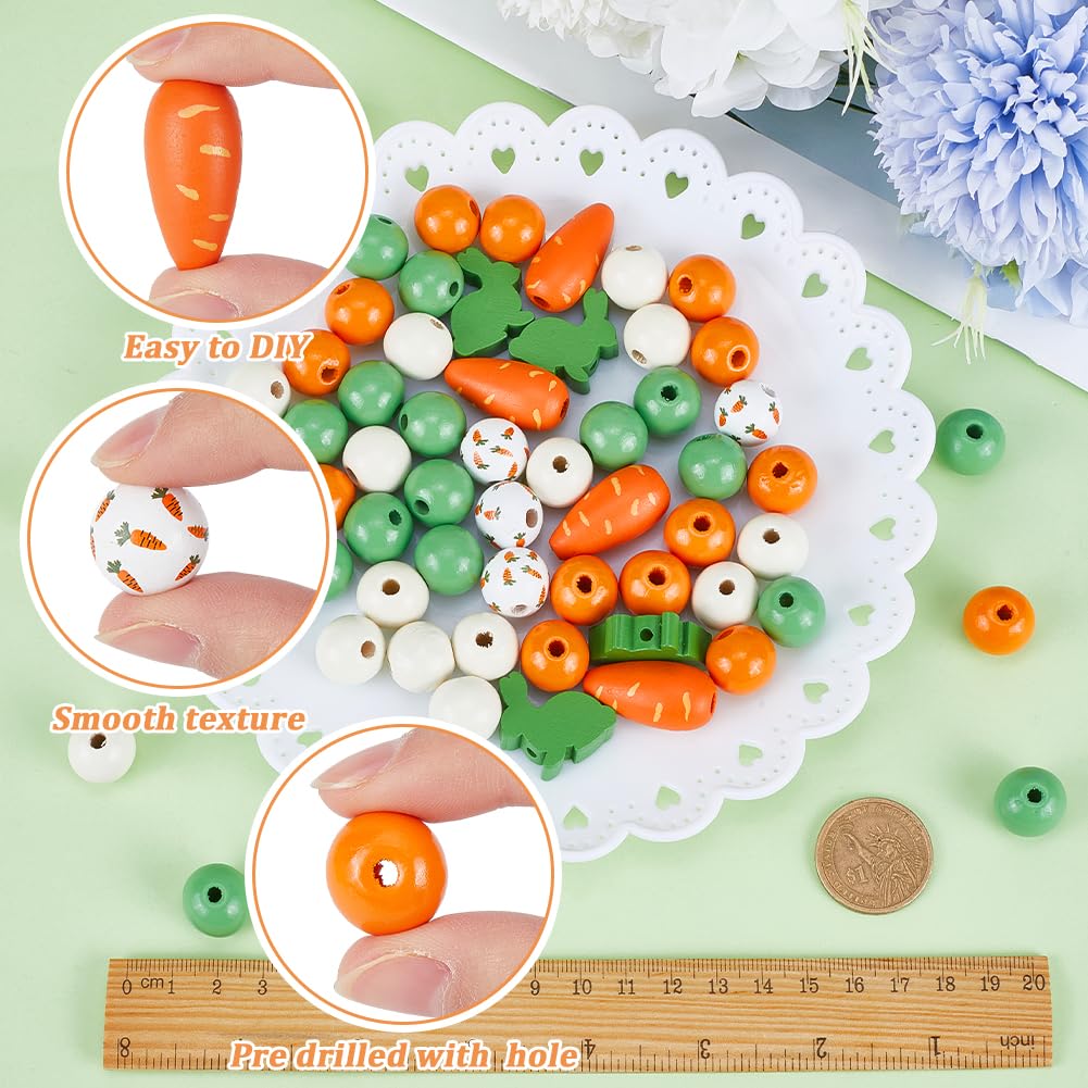 Amazon | SUNNYCLUE 78個6種 16mm イースター 木 ビーズ セット 復活祭 