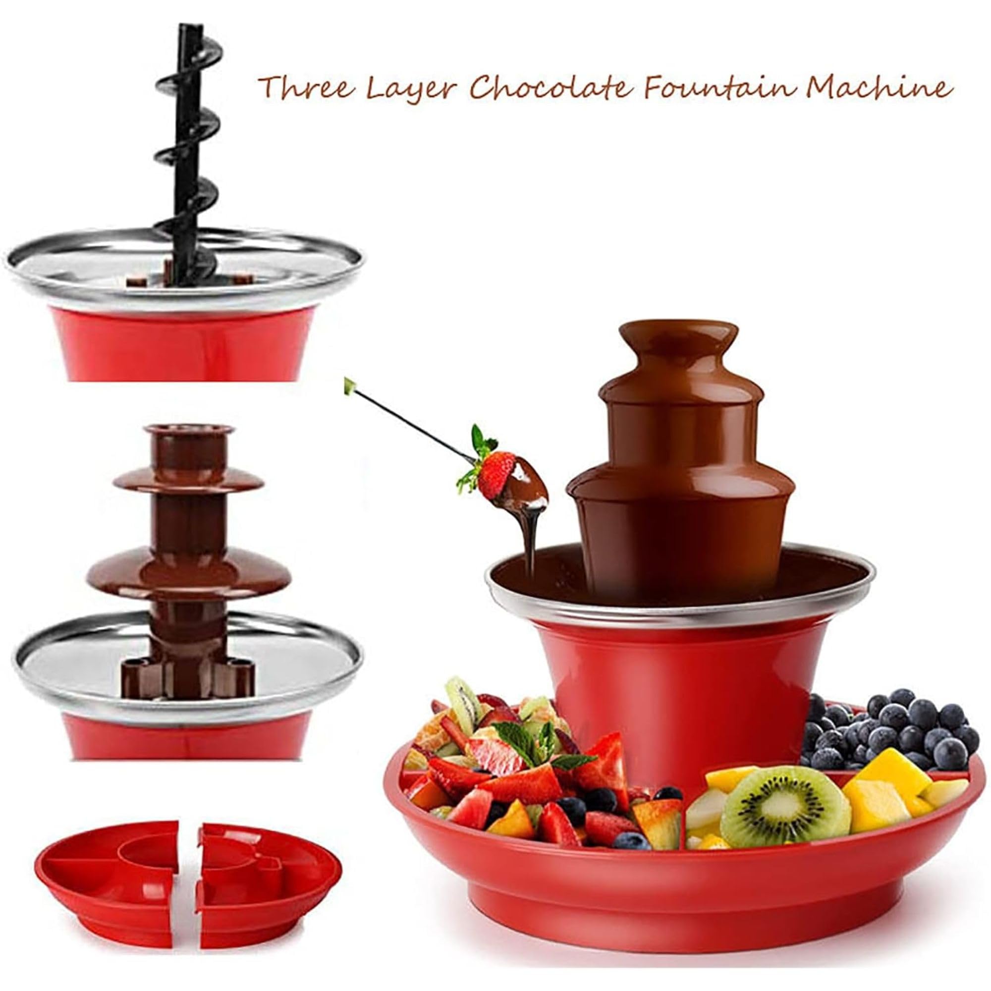 Fontana elettrica per fonduta di Cioccolato a 3 Livelli